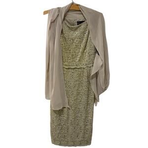 Alex Evenings | Dress Sleeveless Wrap Gold Sequin Party Holiday NYE NWT- Size 6